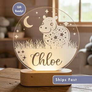 Hippo Night Light – Personalized LED Baby Shower Gift
